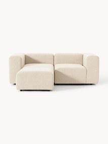 Sofá modular em bouclé Lena (2 lugares) com pufe (esquerda/direita)