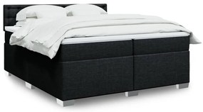vidaXL Cama com molas/colchão 200x200 cm tecido preto