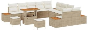Conjunto de Sofás de Jardim vidaXL de 13 Peças com Almofadas Bege Ratt