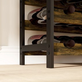 Garrafeira para Vinho para 24 Garrafas Estilo Industrial com Suporte para Copos e Prateleira Aberta 66x30x100,3 cm Castanho Rústico