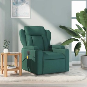Poltrona de massagens reclinável tecido verde-escuro