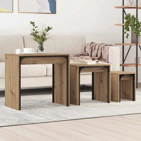 vidaXL Mesa de Café Empilhável 3 pcs carvalho artisiano