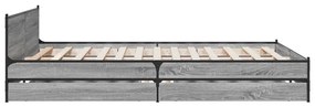 Estrutura de cama c/ gavetas derivados madeira cinza sonoma