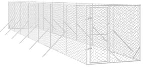 Canil de exterior 2x14x2 m aço galvanizado prateado