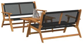 Cadeiras de Jardim com Mesa - Conjunto de 3 Peças em Madeira de Acácia