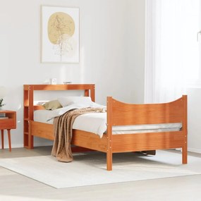 Estrutura cama c/ cabeceira 75x190 cm pinho maciço castanho-mel