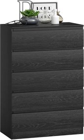 Cómoda 5 Gavetas 77x40x111,5 cm para Quarto Móvel de Arrumação Estilo Moderno Preto