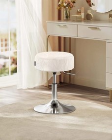 Banco para toucador com altura ajustável e rotação de 360°, branco creme