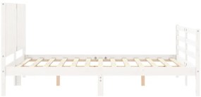 Estrutura de cama com cabeceira 160x200 cm madeira maciça
