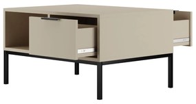 Mesa de Centro "AUSTIN" de 2 Gavetas - 45×100×60 cm - Creme e Preto -