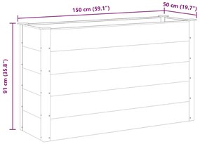 Canteiro elevado para jardim WPC 150x50x91 cm cinzento