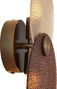 Candeeiro de Parede Art Deco Bronze Escuro com Vidro Âmbar 2 Luzes - Text