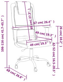 Cadeira de escritório tecido de malha/couro artif. cinza/preto