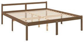 Cama para idosos c/ cabeceira 200x200 cm madeira castanho-mel