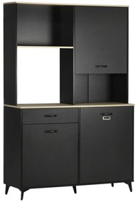 HOMCOM Buffet Alto estilo Industrial Multi Armário 3 Portas com Prateleira Gaveta Nicho Grande Balcão Metal Preto | Aosom Portugal