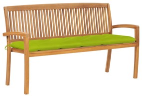 vidaXL Banco de jardim empilhável c/ almofadão 159 cm teca maciça