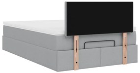 Cama otomana com colchão 120x200 cm tecido cinzento claro