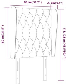 Cabeceira de cama c/ abas veludo 83x23x118/128 cm preto