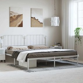 vidaXL Estrutura de cama com cabeceira 193x203 cm metal branco