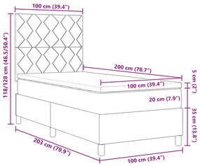 Cama Box Spring vidaXL com Colchão Preto 100x200 cm Veludo