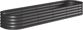Outsunny Jardineira modular em aço galvanizado para legumes, plantas e flores, 240 x 62 x 30 cm, cinza escuro | Aosom Portugal