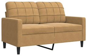 4 pcs conjunto de sofás com almofadões e rolos veludo castanho