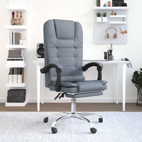 Cadeira de massagens reclinável escritório veludo cinza-escuro