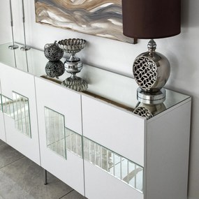 Console Paris – Branco e Prateado – 180 cm x 80 cm x 40 cm