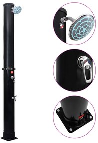 vidaXL Chuveiro solar de exterior c/ cabeça e torneira 40 L