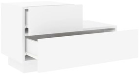 Mesa de Cabeceira Tulipa com 2 Gavetas e Luzes LED - Branco - Design M