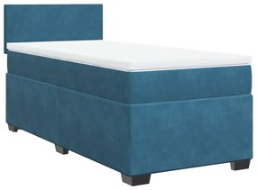 Cama boxspring com colchão 90x200 cm veludo azul