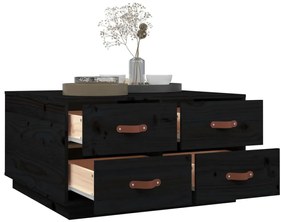 Mesa de centro 80x80x45 cm madeira de pinho maciça preto