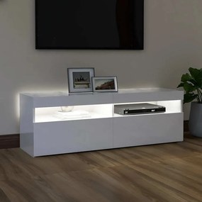 Móvel de TV com luzes LED 120x35x40 cm branco brilhante