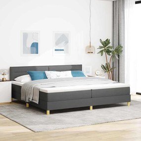 vidaXL Cama Box Spring LED com led Cinza Escuro 200 x 200 cm tecido