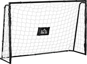 Baliza de futebol com estrutura metálica, rede em PE, estacas e ferramentas incluídas; dim. 186 x 62 x 123 cm; preto e branco