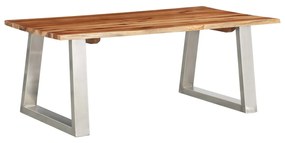 vidaXL Mesa de centro 100x60x40 cm acácia maciça e aço inoxidável