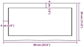 Prateleira de parede 60x30x(2-4) cm carvalho tratado castanho