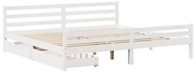 Cama sem colchão 200x200 cm madeira de pinho maciça branco