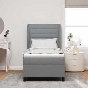 Cama com Estrado e Colchão Cinza Claro 90x190 cm