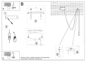 Candeeiro de Teto Suspenso aço e tecido EDISON 1 Lampâda Preto