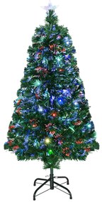 HOMCOM Árvore de Natal 120 cm Árvore de Natal Artificial com 130 Ramos 16 Luzes LED e Fibra Óptica Ø60x120 cm Verde | Aosom Portugal