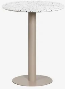 Mesa De Bar Redonda Ø60 Cm Em Terraço Xiren Terrazzo Marfim E Preto - Castanho Moka - Sklum