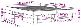 Estrutura de cama 140x190 cm derivados de madeira branco