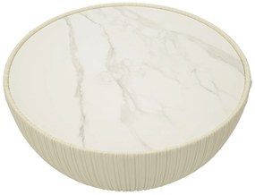 MESA DE CENTRO ELGE Ø 71X38 CM CREME, DOURADO E BRANCO