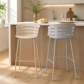 Conjunto de 4 Cadeiras de Bar para Sala de Jantar, 48 x 49 x 98 cm, Estrutura Metálica Resistente, Cinzento