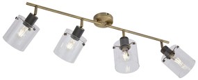 Foco de teto de design bronze com vidro transparente 4 luzes - Domo Moderno