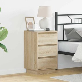 Gabinete de cabeceira com LED Carvalho Sonoma 39x34,5x65 cm Madeira En