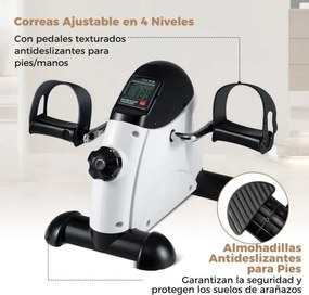 Mini bicicleta estática Máquina portátil para pedalar braços e pernas com ecrã LCD Bicicleta de pedal sob a secretária Branca