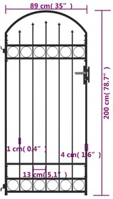 Portão para cerca com topo arqueado 89x200 cm aço preto