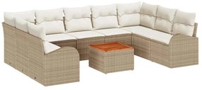 Sofá de Jardim 10 Peças com Almofadas Beijão em Rattan Sintético e Acá